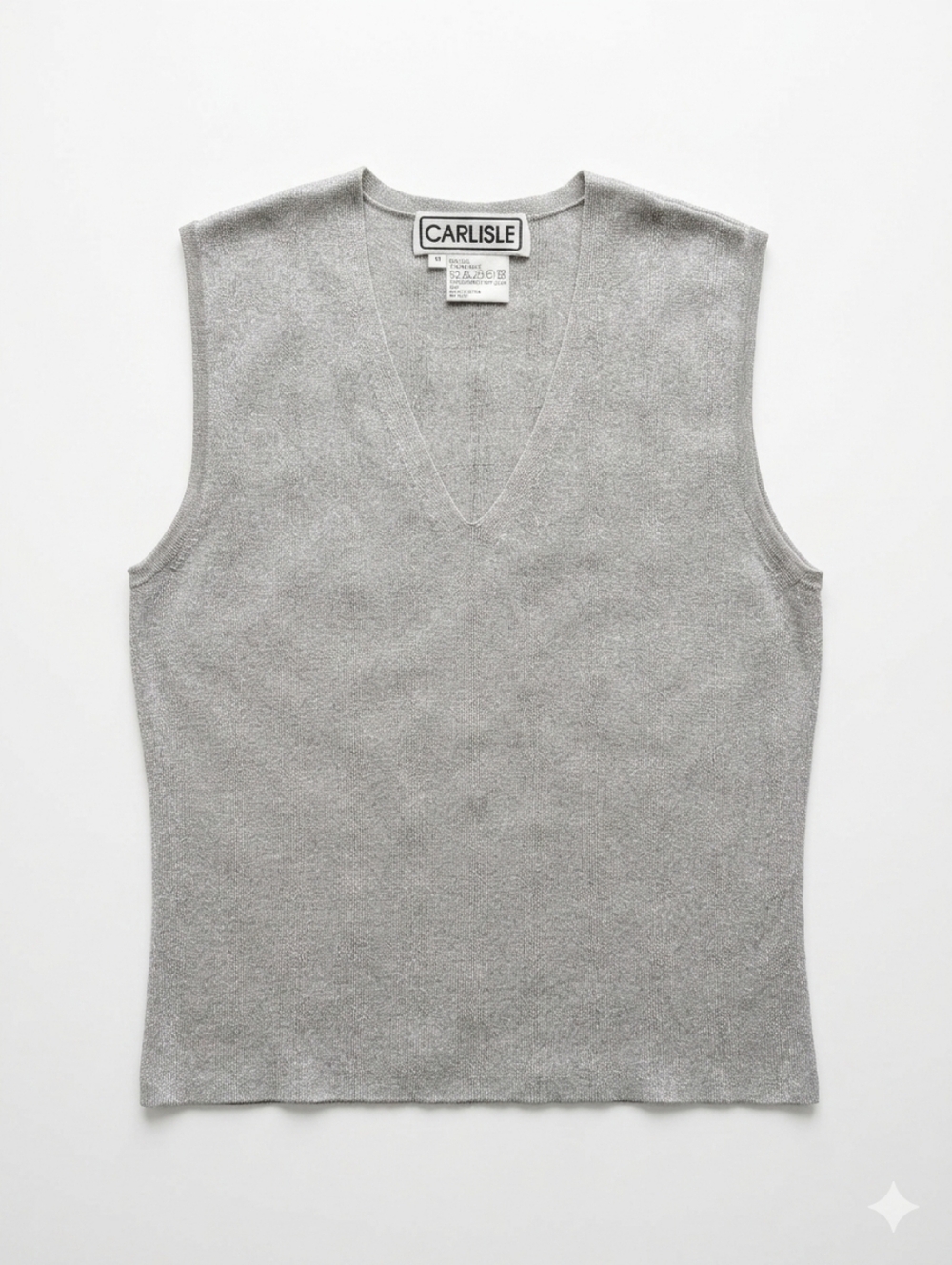 Vintage Carlisle Silk-Blend Metallic V-Neck Sleeveless Knit Shell